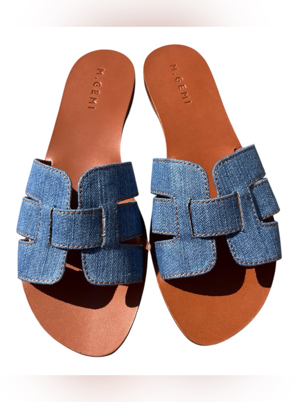 M.Gemi Women’s The Mafalda Blu Denim Sandal Slide Size 42 NWOT Designer Summer